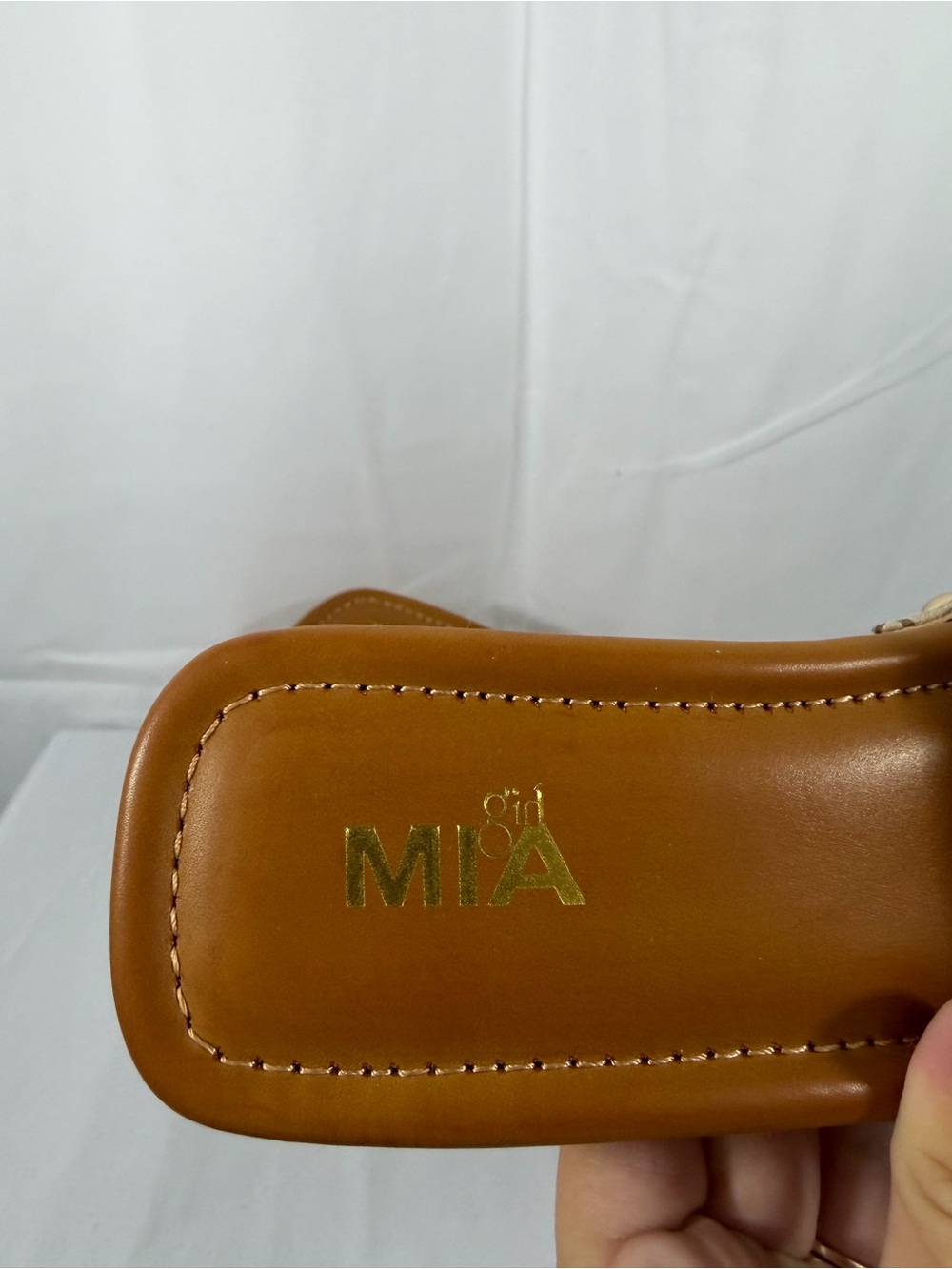 NWT MIA Women’s Size 9 Beige Bow Platform Slide Heels - Picture 2 of 9